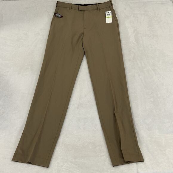 Van Heusen Mens Size 30 X 32 Khaki Flex Straight-Fit No-Iron Dress Pants NWT - Picture 2 of 14